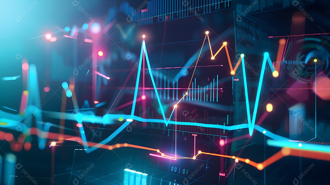 Gráfico de negócios com elementos de design futurista