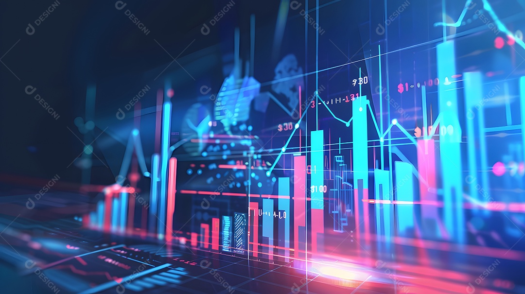 Gráfico de negócios com elementos de design futurista