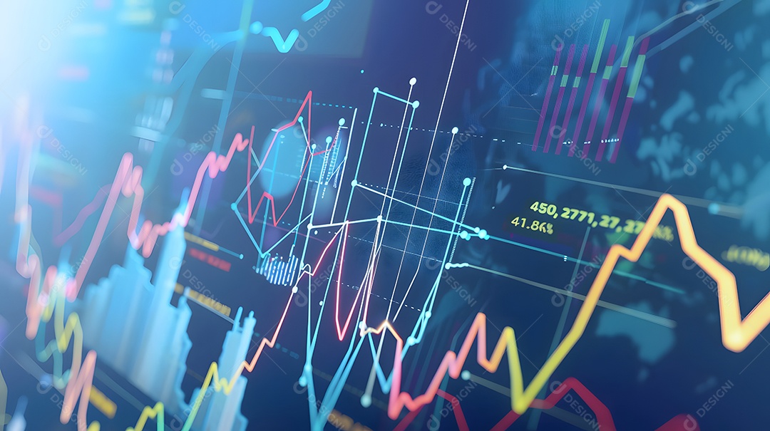 Troca de dados em finanças representada em um gráfico moderno