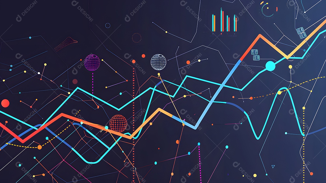 Troca de dados em finanças representada em um gráfico moderno