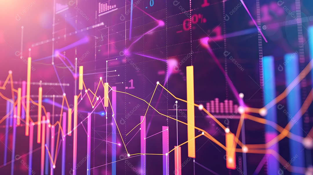 Arte digital apresentando tendências no mercado de ações