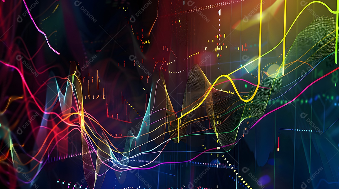 Arte digital apresentando tendências no mercado de ações