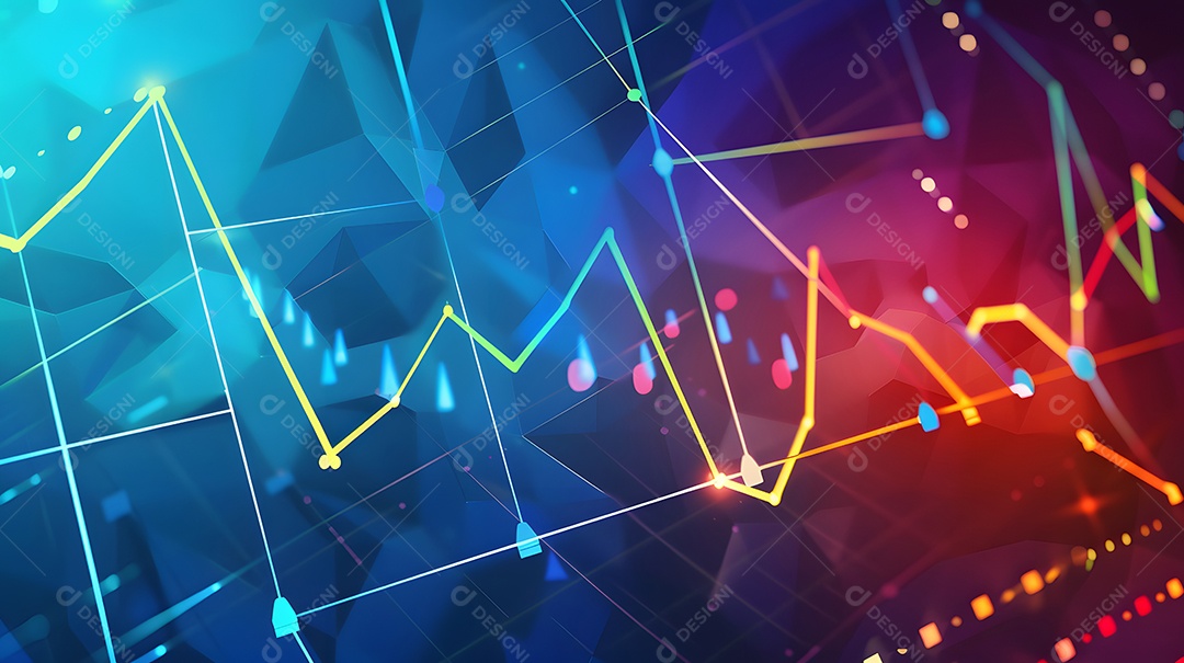 Arte digital apresentando tendências no mercado de ações