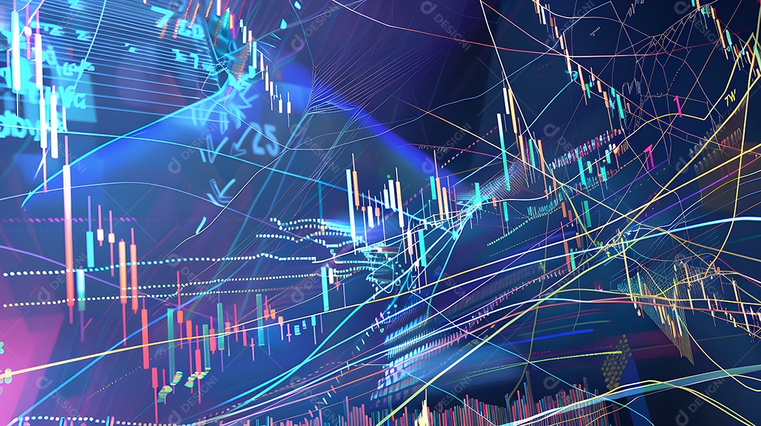 Arte digital apresentando tendências no mercado de ações