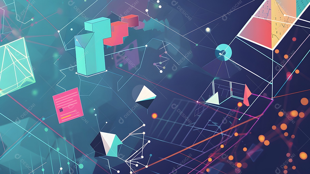 Troca de dados financeiros ilustrada através de formas geométricas