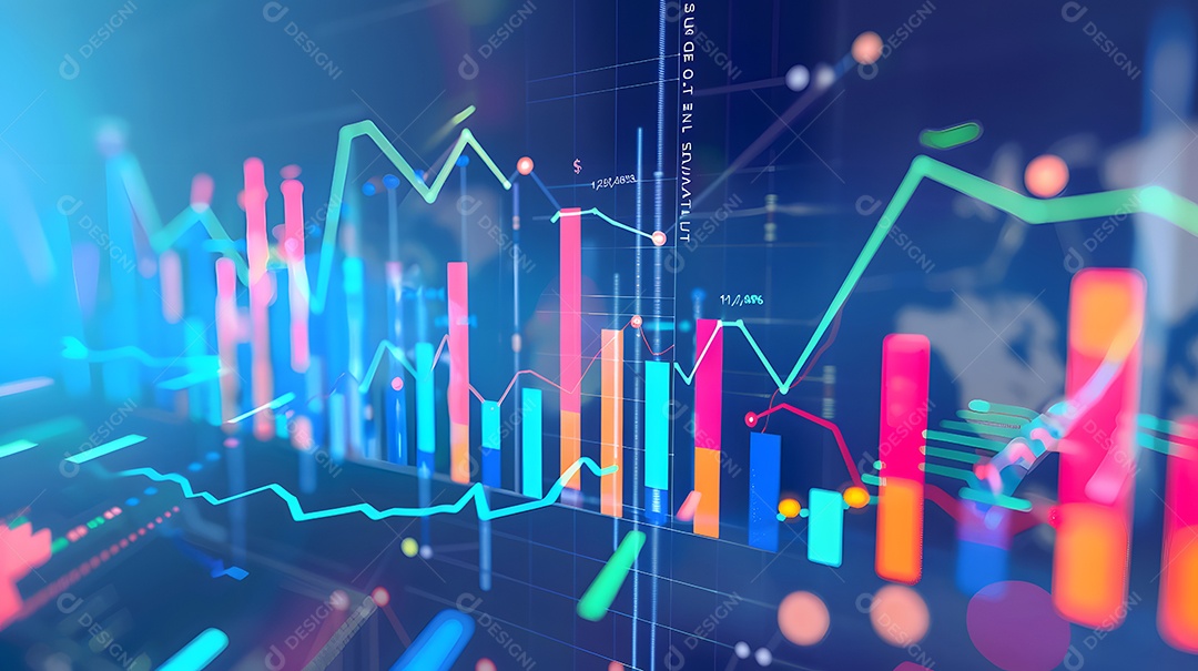 Estatísticas e diagrama mostrando a troca de dados em finanças