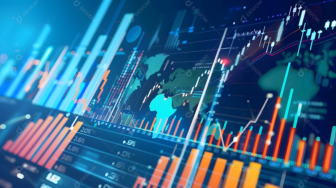 Estatísticas e diagrama mostrando a troca de dados em finanças