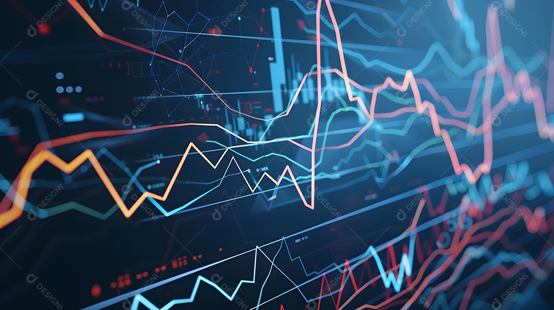 Gráfico de negócios de ações com linhas e formas dinâmicas