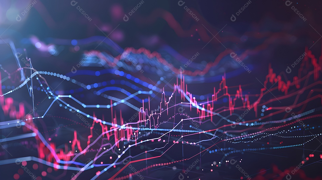 Gráfico de negócios de ações com linhas e formas dinâmicas