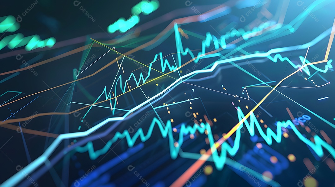 Gráfico de negócios de ações com linhas e formas dinâmicas