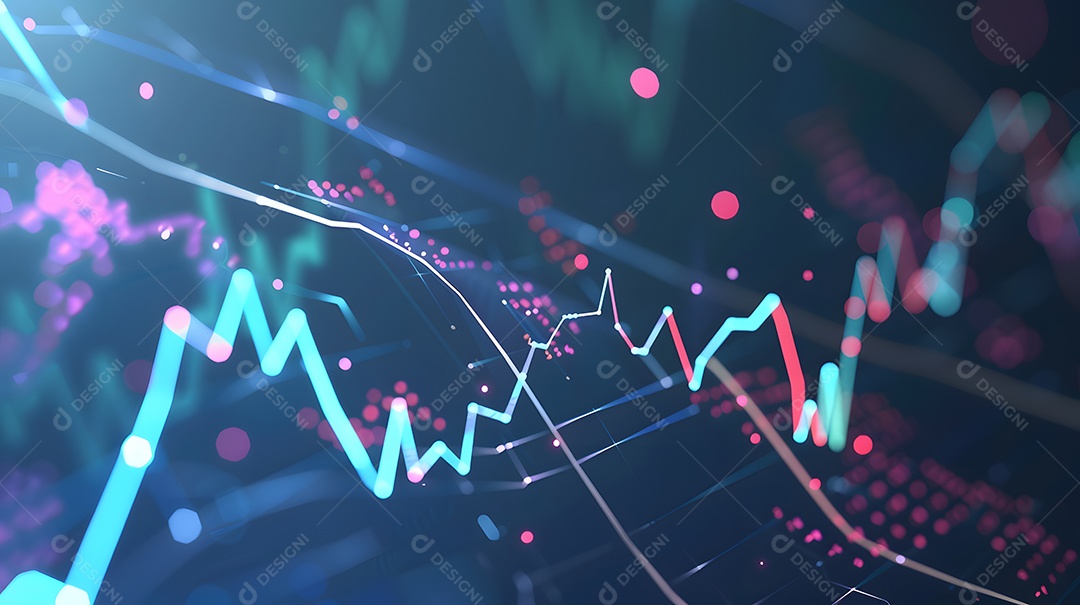 Gráfico de negócios de ações com linhas e formas dinâmicas