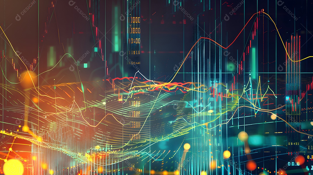 Análise de tendências representada por formas abstratas