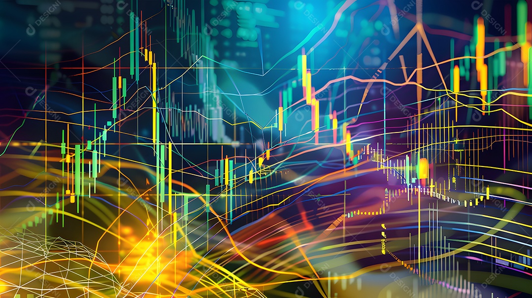 Análise de tendências representada por formas abstratas