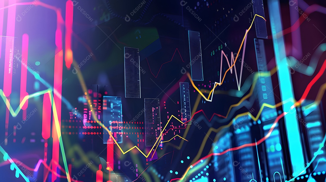 Análise de tendências representada por formas abstratas