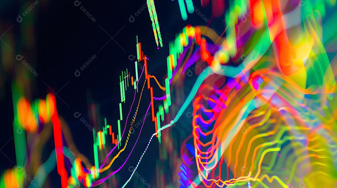Cores vibrantes em um diagrama do mercado de ações
