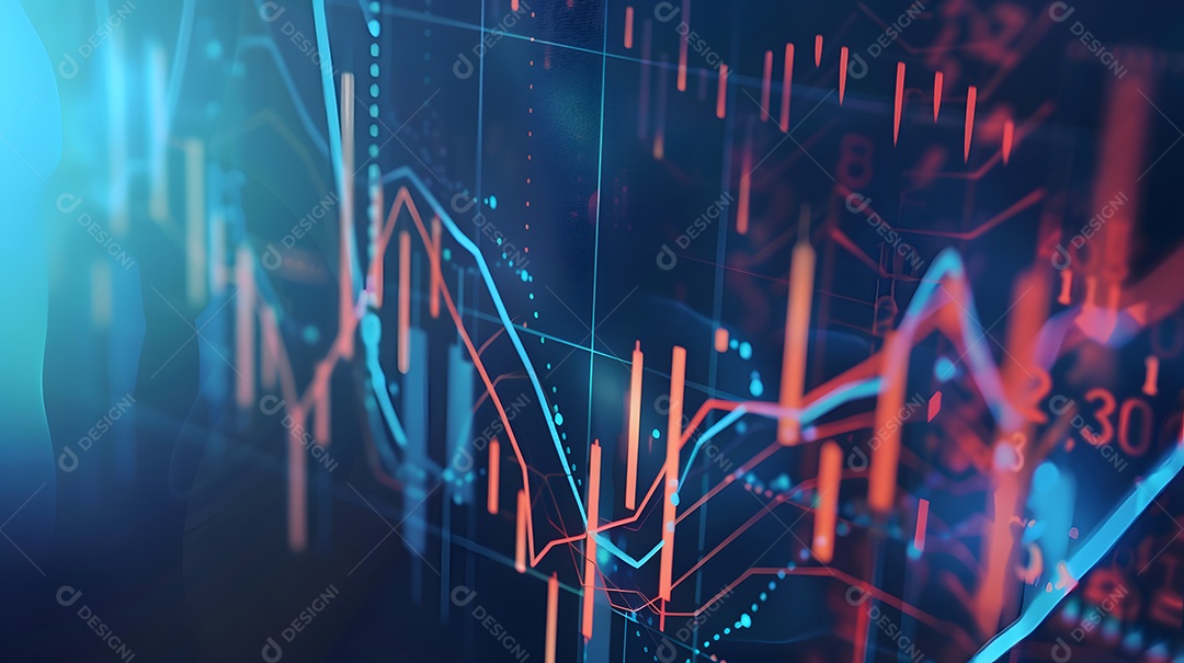 Antecedentes do gráfico abstrato apresentando troca de dados em finanças