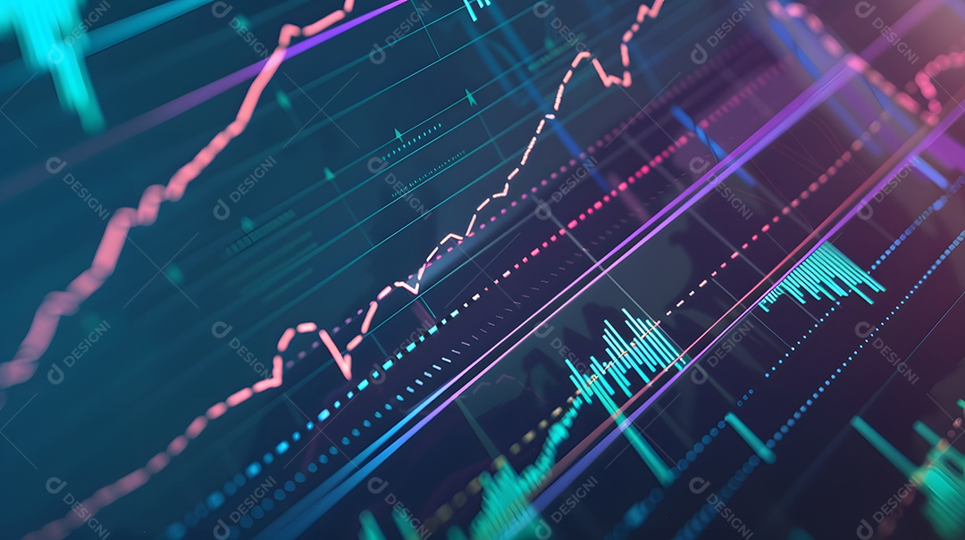 Fundo digital abstrato com elementos de estatísticas