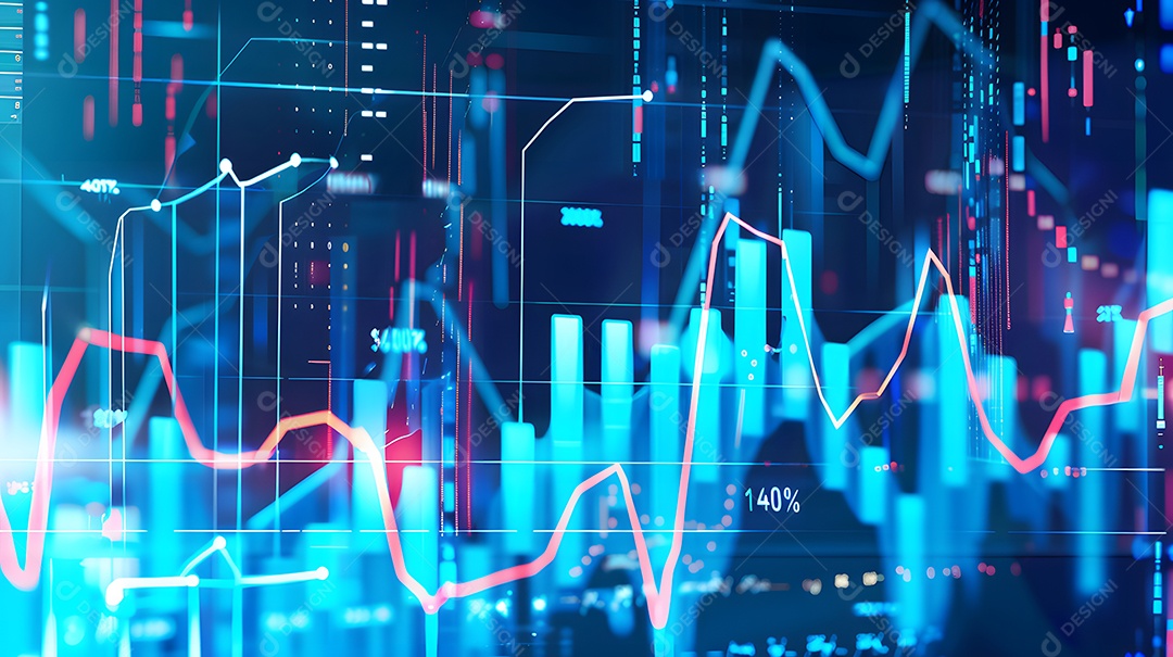 Fundo digital abstrato com elementos de estatísticas