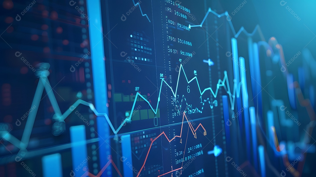 Fundo digital abstrato com elementos de estatísticas