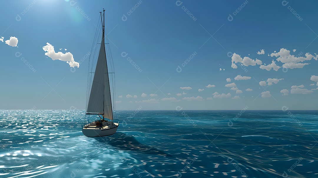 Um cruzeiro de veleiro arejado em um oceano azul cintilante