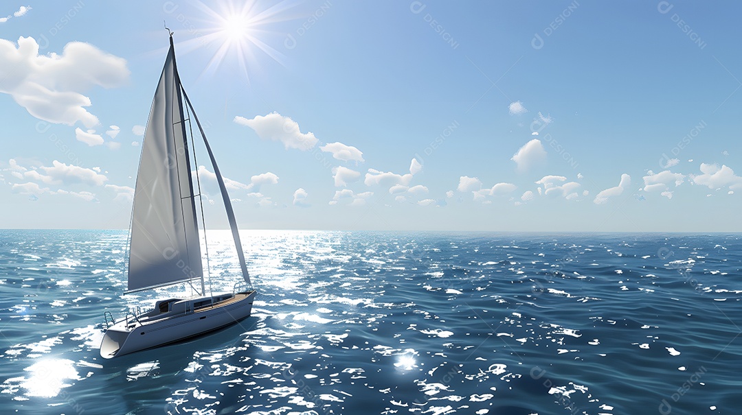 Um cruzeiro de veleiro arejado em um oceano azul cintilante