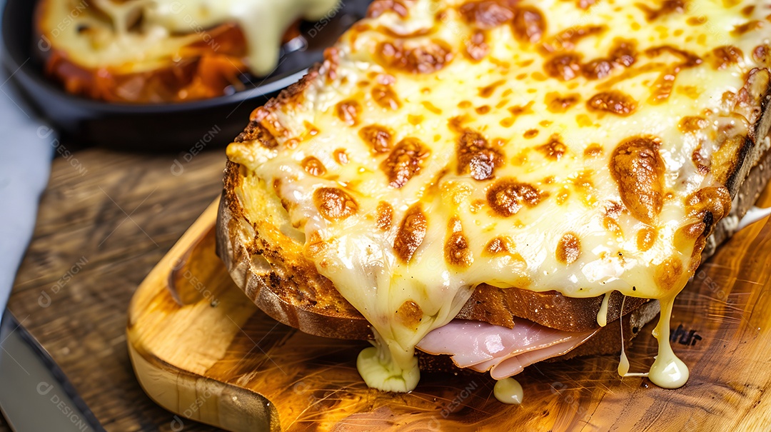 Um clássico sanduíche de croque monsieur