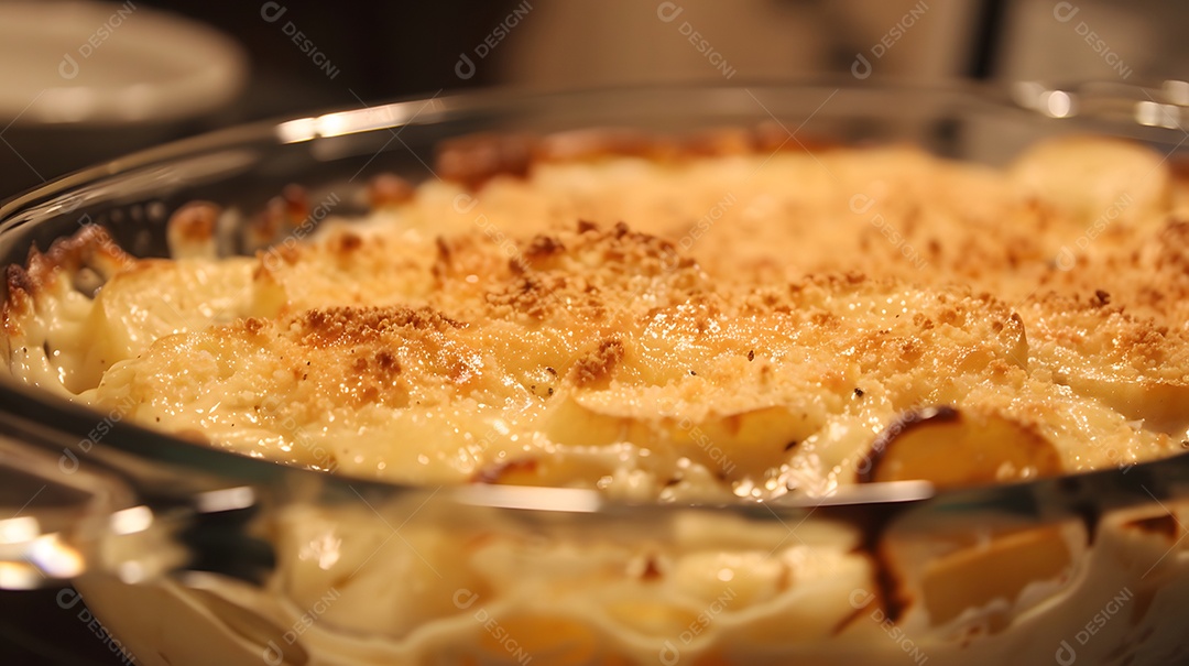 Um dauphinois gratinado cremoso e com queijo