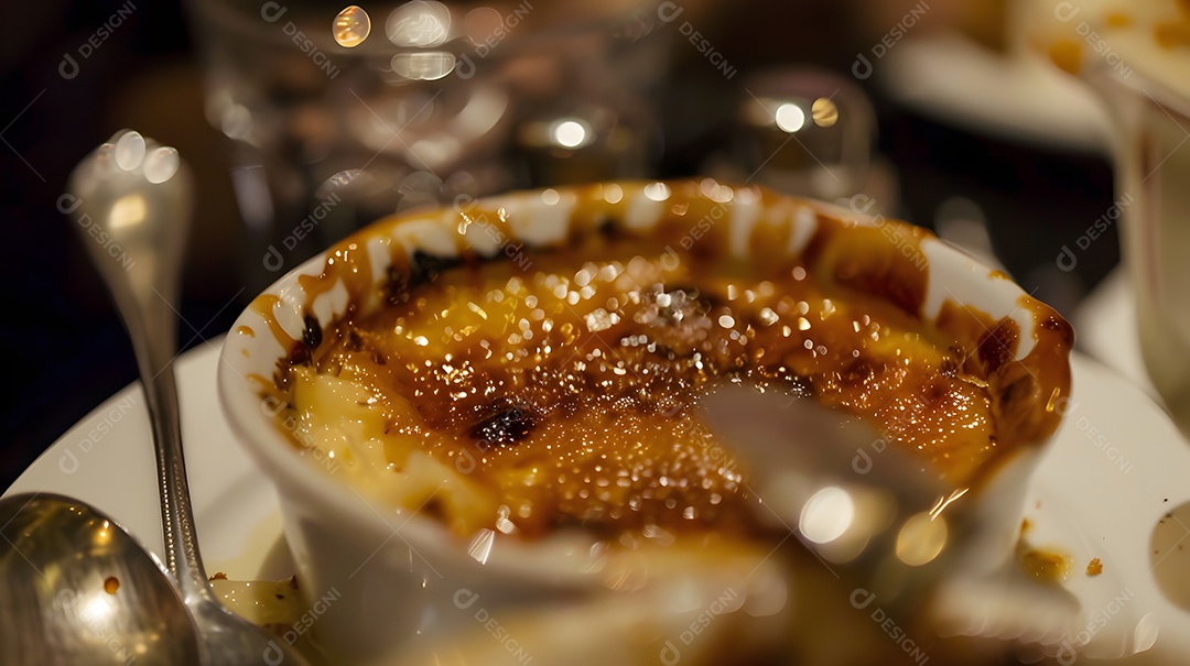 Um crème brûlée cremoso e indulgente
