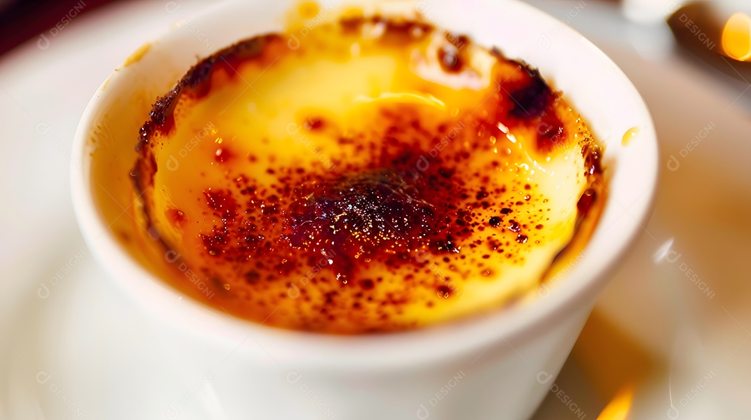 Um crème brûlée cremoso e indulgente