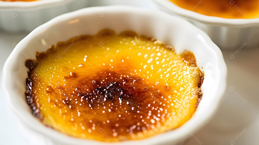 Um crème brûlée cremoso e indulgente
