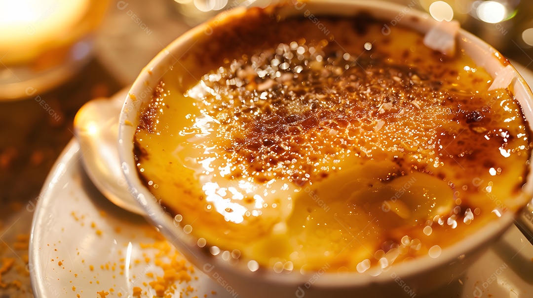 Um crème brûlée cremoso e indulgente