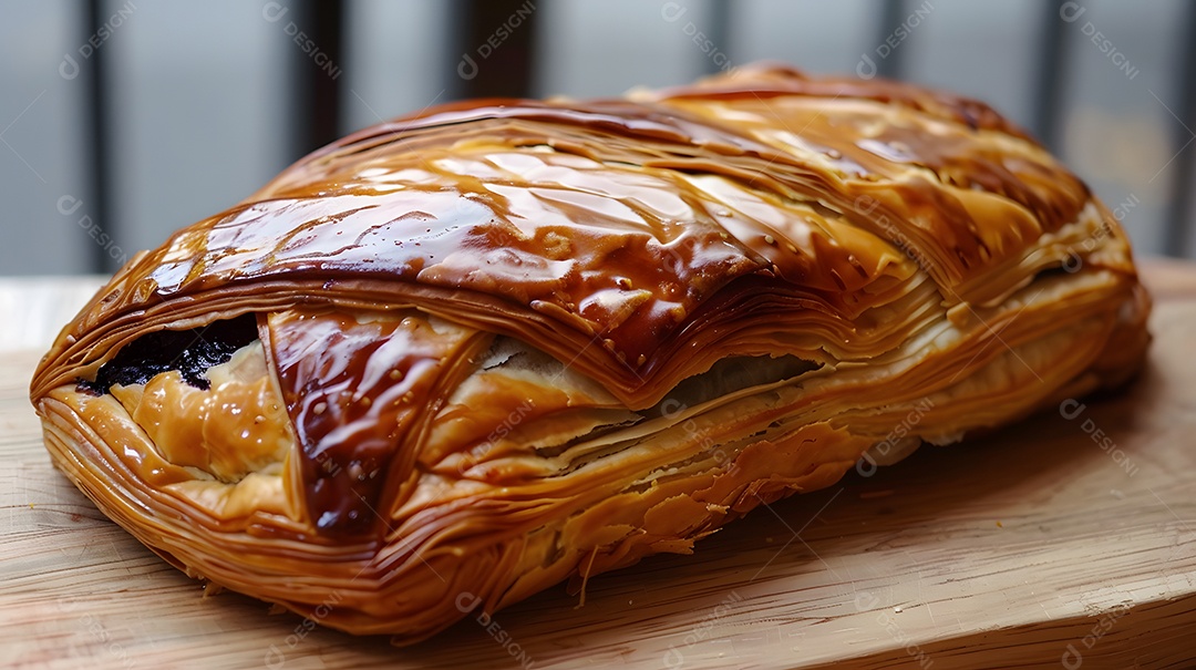 Uma massa escamosa de pain au chocolate