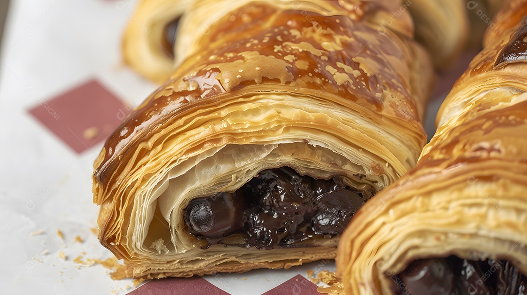 Uma massa escamosa de pain au chocolat