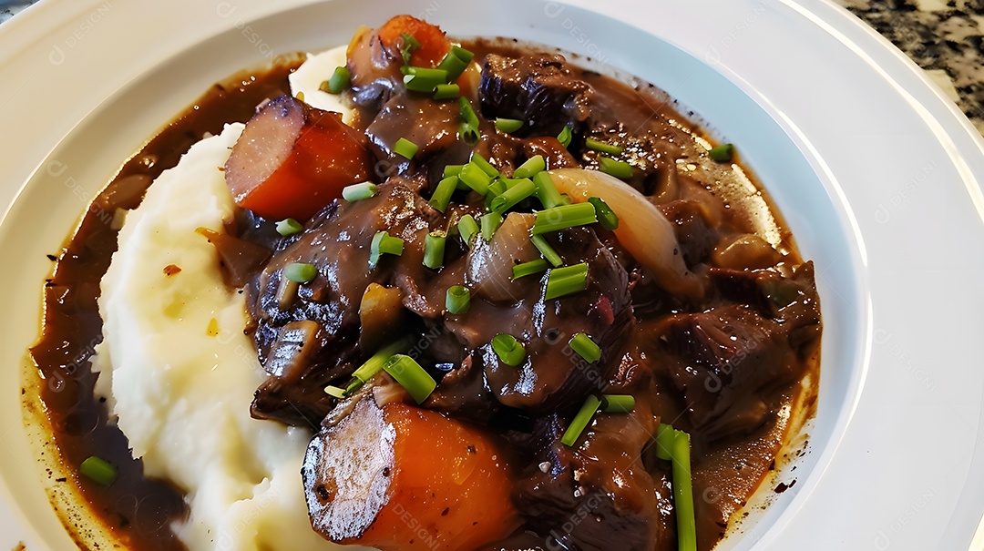 Um farto bife bourguignon