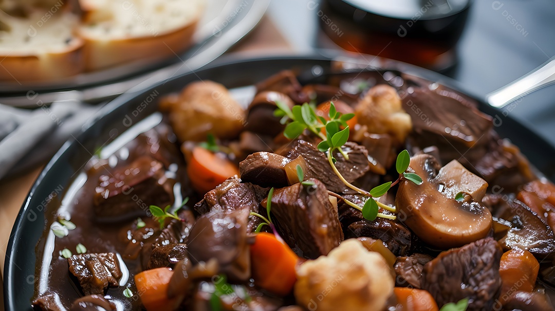 Um farto bife bourguignon