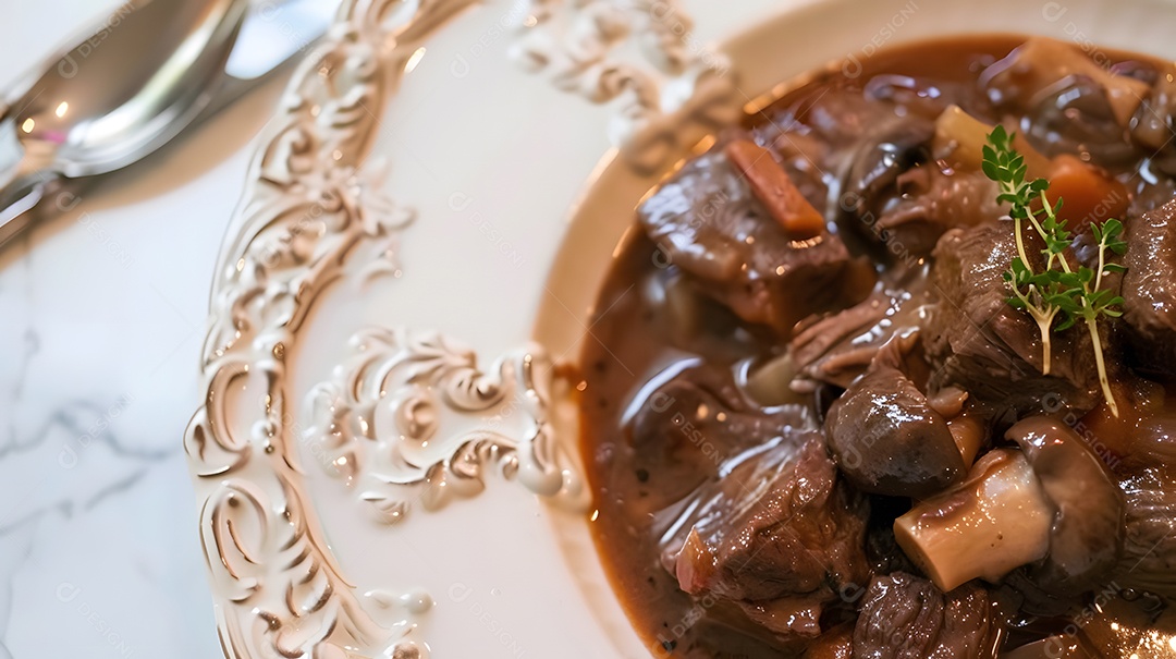 Um farto bife bourguignon