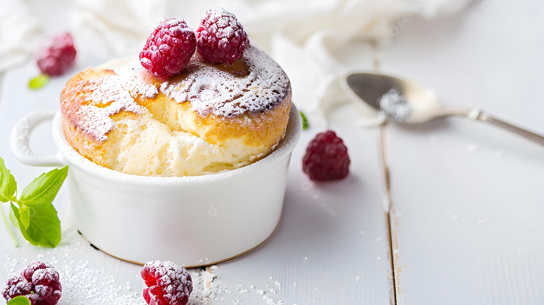 Uma sobremesa suflê leve e arejada