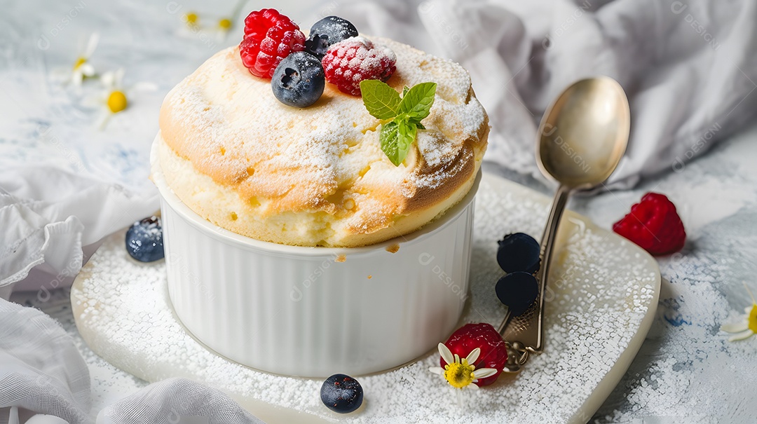 Uma sobremesa suflê leve e arejada