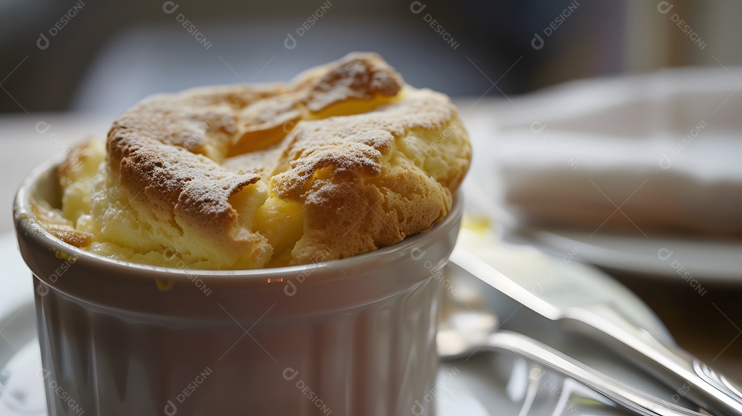 Uma sobremesa suflê leve e arejada