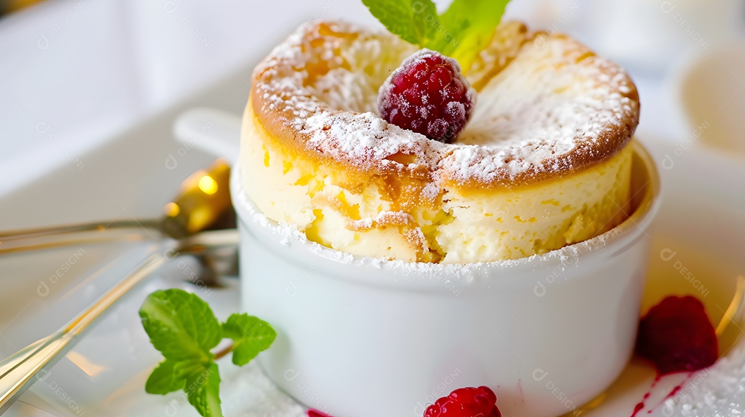 Uma sobremesa suflê leve e arejada