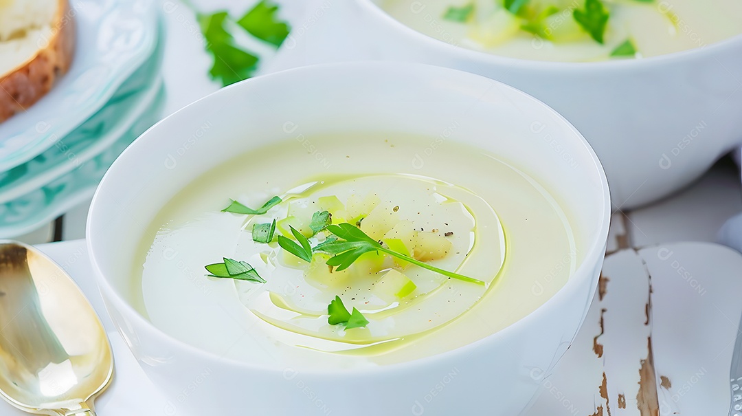 Uma sopa vichyssoise leve e refrescante