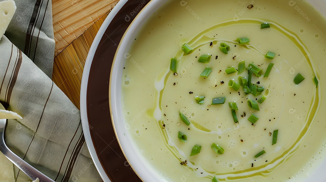 Uma sopa vichyssoise leve e refrescante