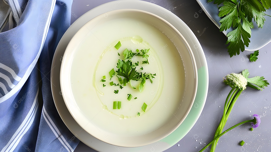 Uma sopa vichyssoise leve e refrescante