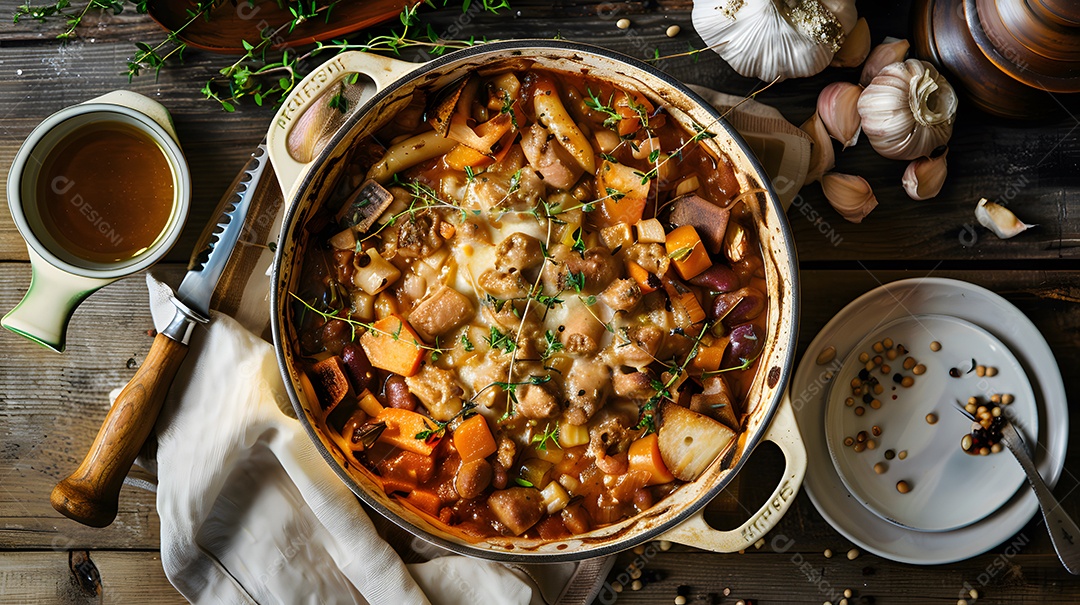 Uma rica caçarola de cassoulet