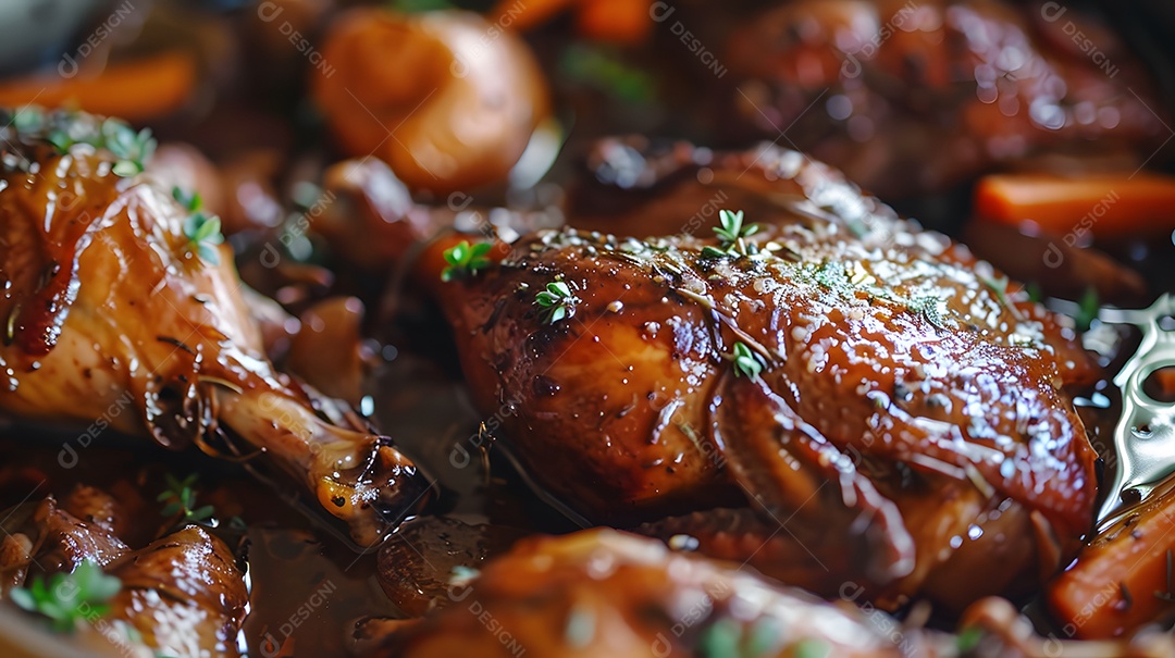 Um saboroso prato principal Coq au Vin