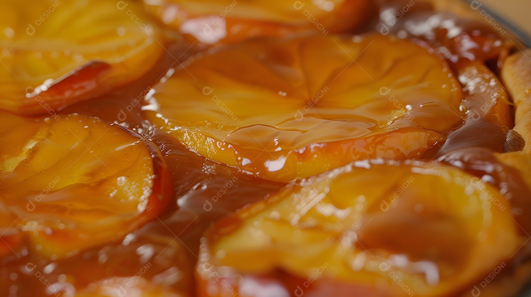 Uma tarte Tatin quente com maçãs caramelizadas