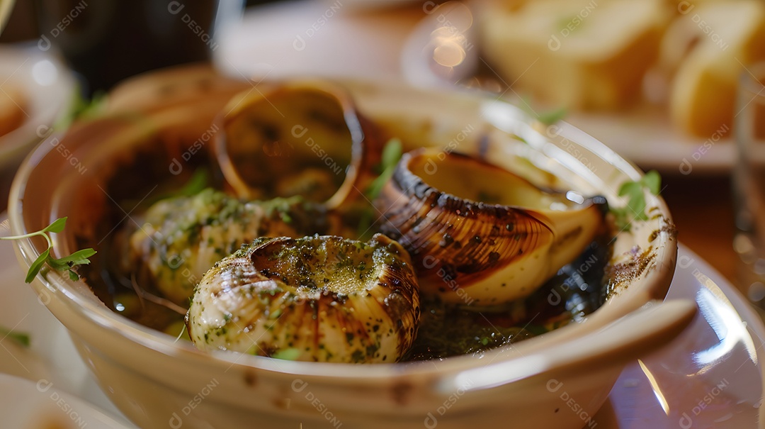 Um aperitivo amanteigado de escargot