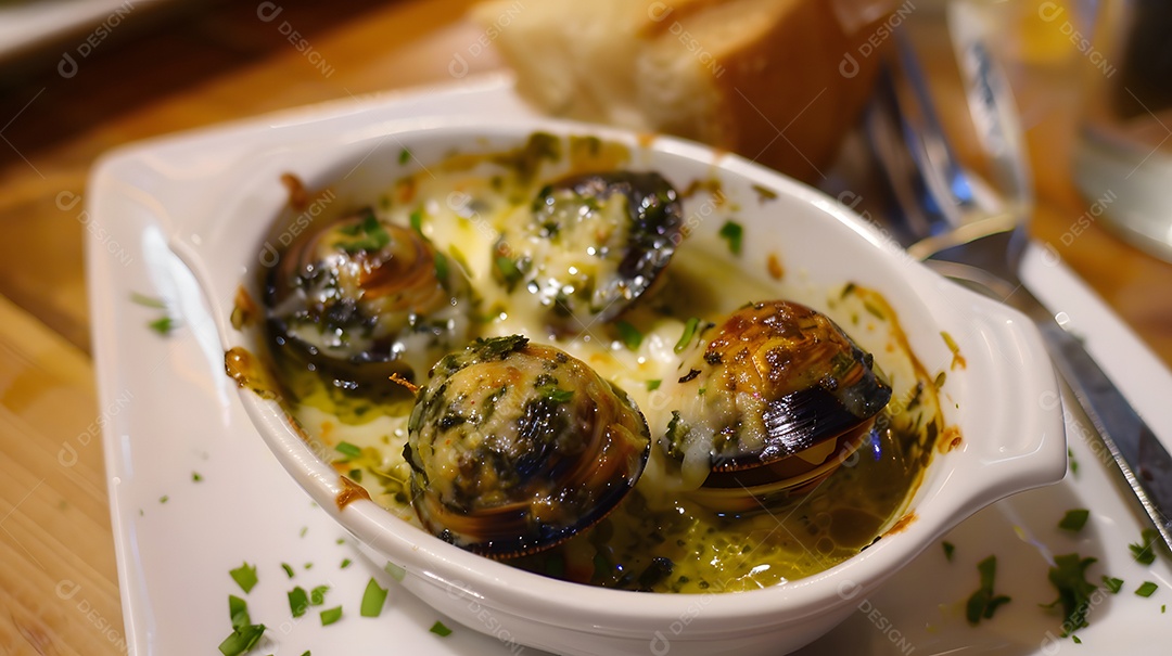Um aperitivo amanteigado de escargot