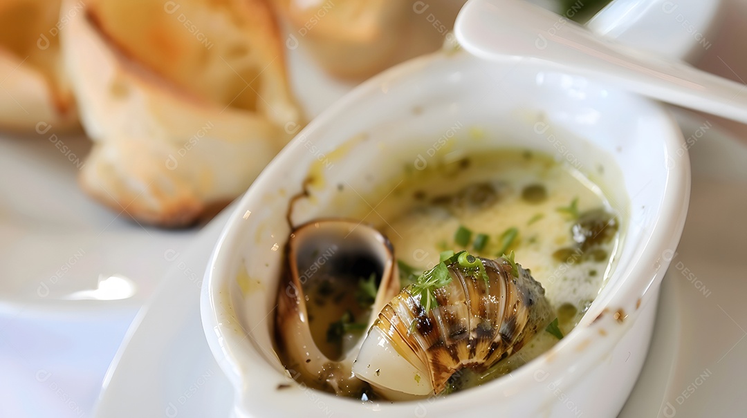 Um aperitivo amanteigado de escargot