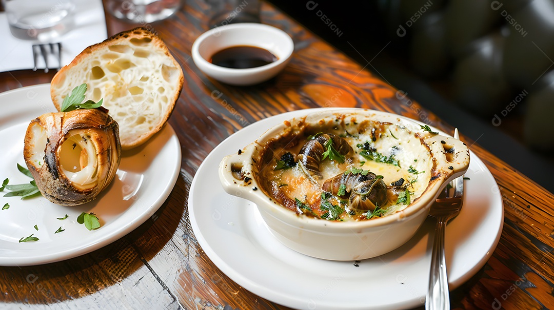 Um aperitivo amanteigado de escargot